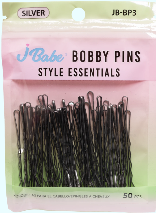 J BABE BOBBY PINS 50 PCS - SILVER