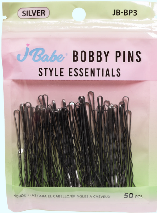 J BABE BOBBY PINS 50 PCS - SILVER