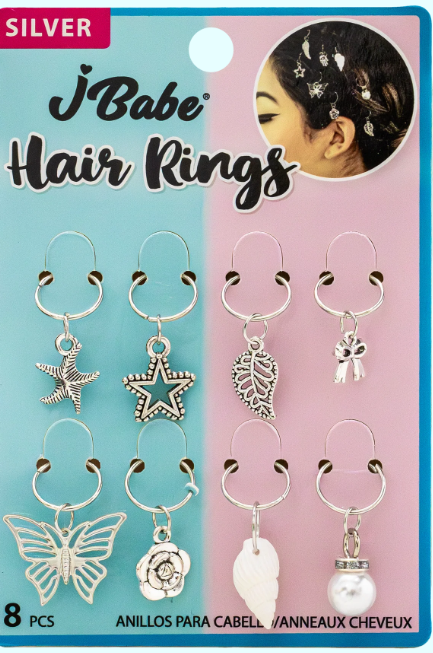 Hair Rings - Silver 8 Pcs