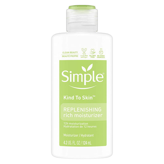 Simple Kind to Skin Face Moisturizer For Sensitive Skin Replenishing Rich 12-Hour Moisturization  124ml